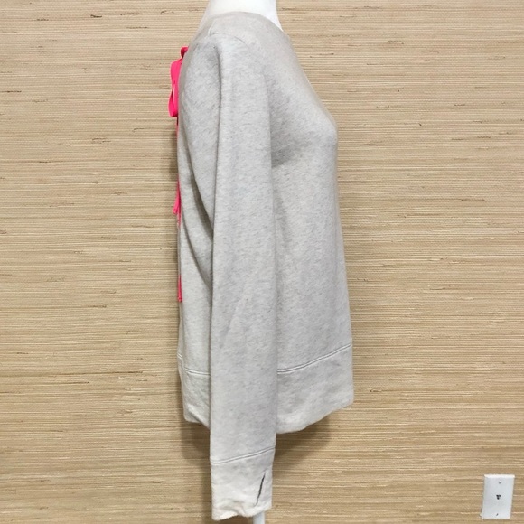 VS Sport Women's Oatmeal Tunic Bright Pink Lace-Up Back Sweater Size Medium - Picture 3 of 7